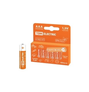 Элемент питания LR03 AAA Alkaline 1,5V PAK-8 TDM