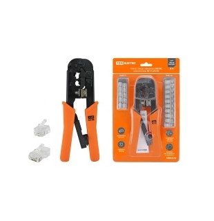 Набор Клещи обжимные RJ-11,12,25,45 и наконечники (RJ12x10шт, RJ45x10шт) "МастерЭлектрик" TDM