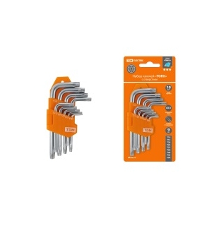 Набор ключей "TORX" с отверстием 9 шт: Т10-Т50 (держатель в блистере), CR-V сталь "Алмаз" TDM