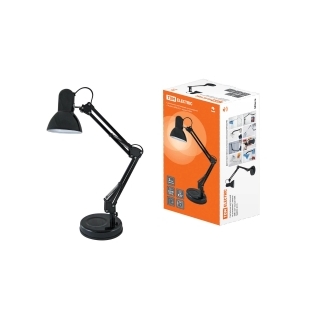 Светильник настольный на основании 2 колена 60Вт, E27 черный TDM