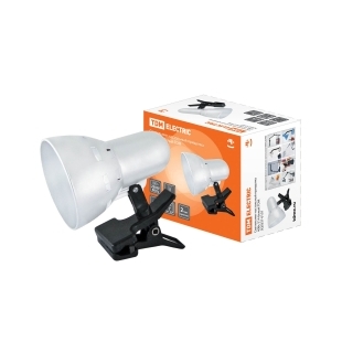 Светильник настольный прищепка 40Вт, E14 белый TDM