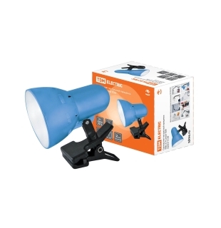 Светильник настольный прищепка 40Вт, E14 синий TDM