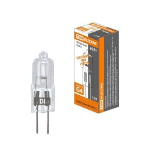 Лампа капсульная галогенная JC - 20Вт - 12В - G4 прозрачная TDM