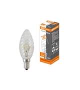 Лампа накаливания "Витая свеча" прозрачная 40 Вт-230 В-Е14 TDM