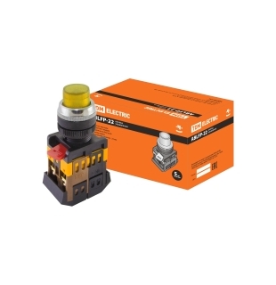 Кнопка ABLFP-22 желтый d22мм неон/230В 1з+1р TDM