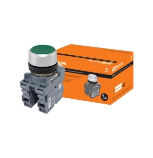 Кнопка MP1-21G(LED) в сборе d22мм/24В 1з+1р зеленая TDM