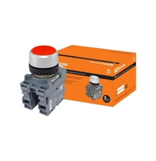 Кнопка MP1-21R(LED) в сборе d22мм/24В 1з+1р красная TDM