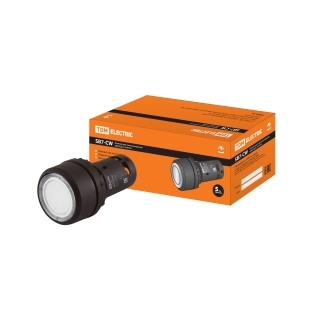 Кнопка SB7-CW3161-24V(LED) d22мм 1з белая TDM