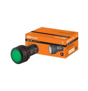 Кнопка SB7-CW3365-24V(LED) d22мм 1з+1р зеленая TDM