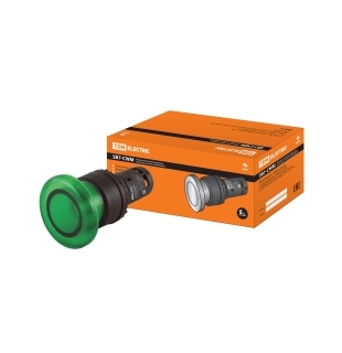Кнопка грибовидная SB7-CWM31-220V(LED) d35мм 1з зеленая TDM
