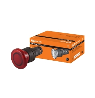 Кнопка грибовидная SB7-CWM42-220V(LED) d35мм 1р красная TDM