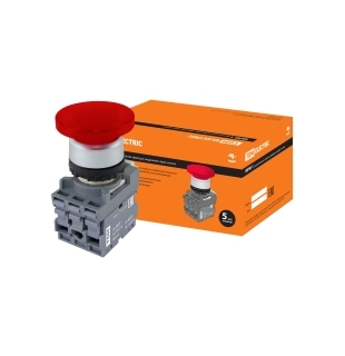 Кнопка грибовидная МРМ1-11R(LED) в сборе d40мм/220B 1з+1р красная TDM