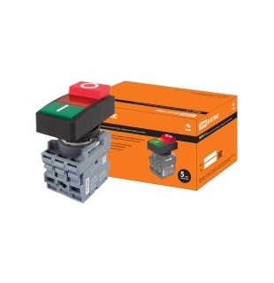 Кнопка двойная MPD13-11R (зеленая/красная-выступающая) (LED) d22мм/220В (I/O)  линза красная TDM