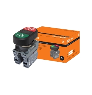 Кнопка двойная MPD3-11R (зеленая/красная) (LED) в сборе d22мм/220В (ON/OFF)  линза красная TDM