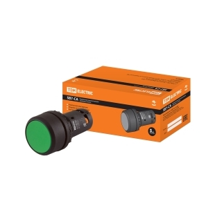 Кнопка с фиксацией SB7-CAL35 d22мм 1з+1р зеленая TDM