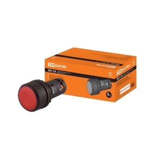 Кнопка с фиксацией SB7-CAL45 d22мм 1з+1р красная TDM