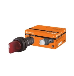 Переключатель на 2  положения с фиксацией SB7-CK2465-24V короткая ручка(LED) d22мм 1з+1р красный TDM