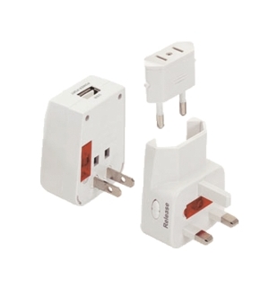Тревел-адаптер 100-250В 3A (5 в 1) c USB-зарядкой 1000мА TDM