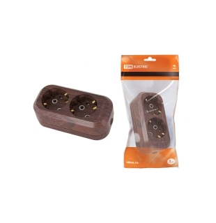 Колодка розеточная 2 гнезда 2П+З 16А 250В "Эко" (бук) TDM