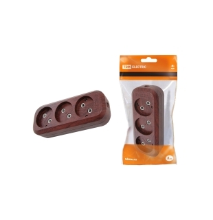 Колодка розеточная 3 гнезда 2П б/з 10А 250В "Эко" (бук) TDM