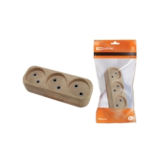 Колодка розеточная 3 гнезда 2П б/з 10А 250В "Эко" (сосна) TDM