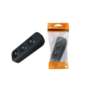 Колодка розеточная 3 гнезда 2П б/з 10А 250В черная TDM