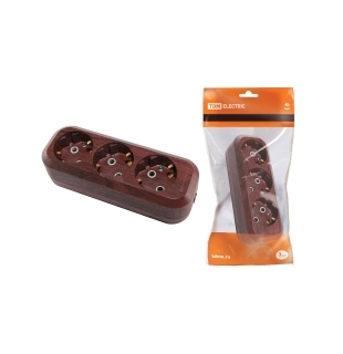 Колодка розеточная 3 гнезда 2П+3 16А 250В "Эко" (бук) TDM