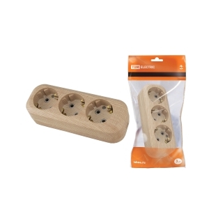 Колодка розеточная 3 гнезда 2П+3 16А 250В "Эко" (сосна) TDM