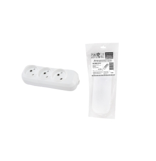 Колодка розеточная 3 гнезда 2П+3 16А 250В белая серии "Народная"