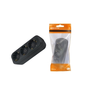 Колодка розеточная 3 гнезда 2П+3 16А 250В черная TDM