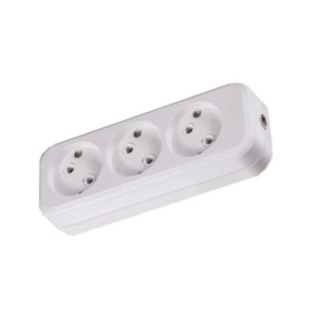 Колодка розеточная 3 гнезда б/з 10А 250В белая