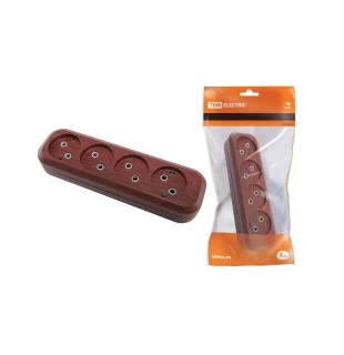 Колодка розеточная 4 гнезда 2П б/з 10А 250В "Эко" (бук) TDM