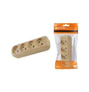 Колодка розеточная 4 гнезда 2П б/з 10А 250В "Эко" (сосна) TDM