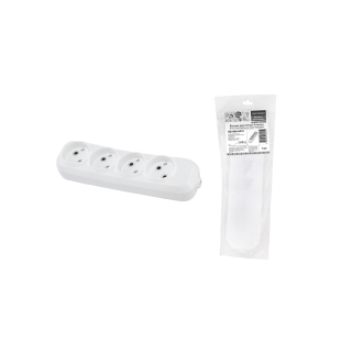 Колодка розеточная 4 гнезда 2П б/з 10А 250В белая серии "Народная"