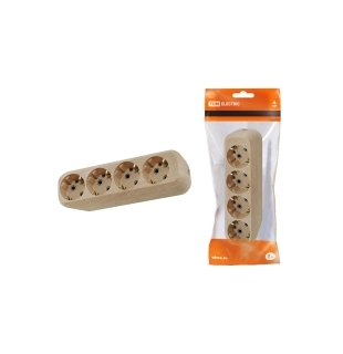 Колодка розеточная 4 гнезда 2П+3 16А 250В "Эко" (сосна) TDM