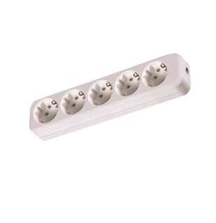 Колодка розеточная 5 гнезд с/з 16А 250В белая TDM