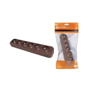 Колодка розеточная 6 гнезд 2П б/з 10А 250В "Эко" (бук) TDM