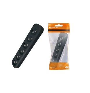 Колодка розеточная 6 гнезд 2П б/з 10А 250В черная TDM