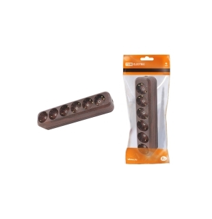 Колодка розеточная 6 гнезд 2П+3 16А 250В "Эко" (бук) TDM