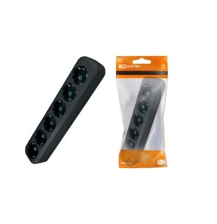 Колодка розеточная 6 гнезд 2П+З 16А 250В черная TDM