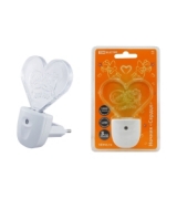 Ночник "Сердце"  с датчиком  света,светодиодный, 0.3 Вт  220 В TDM