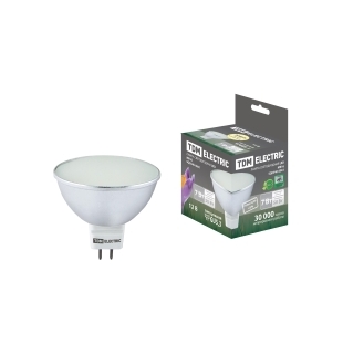 Лампа светодиодная MR16-7 Вт-12 В -3000 К–GU 5,3 SMD (с матовым стеклом) TDM