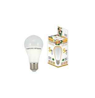 Лампа светодиодная НЛ-LED-A60-7 Вт-230 В-4000 К-Е27, (58х109 мм), Народная