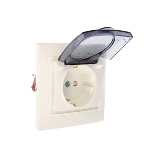 Розетка 2П+З с защ. шт. и крышкой 16А 250В IP42 белая "Таймыр" TDM