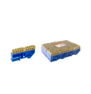 Шина "N" нулевая с изолятором на DIN-рейку 8*12 стойка 10 групп