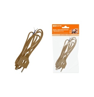 Шнур с плоской вилкой с вырезом ШУ04 ШВВП 2х0,75мм2 1,7 м. бронза TDM