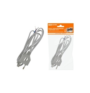 Шнур с плоской вилкой с вырезом ШУ04 ШВВП 2х0,75мм2 1,7 м. серебр. металлик TDM