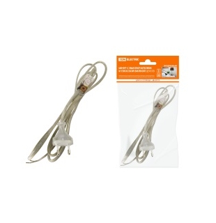 Шнур с плоской вилкой ШУ02 1,7 м. прозрачный TDM