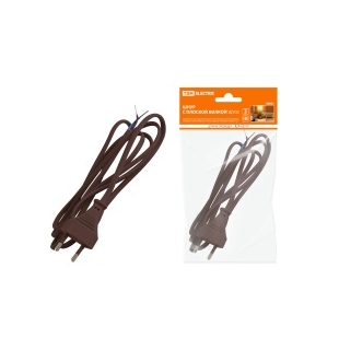 Шнур с плоской вилкой ШУ02 ШВВП 2х0,75мм2 1,7 м. коричневый "ЭКО" TDM