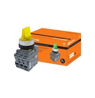 Переключатель на 2 положения с фиксацией M2SS1-21Y короткая ручка(LED) d22мм/220B 1з+1р желтый TDM